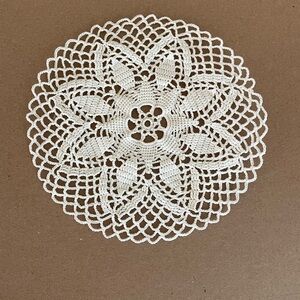 White Crochet Accent Doily with Intricate Design